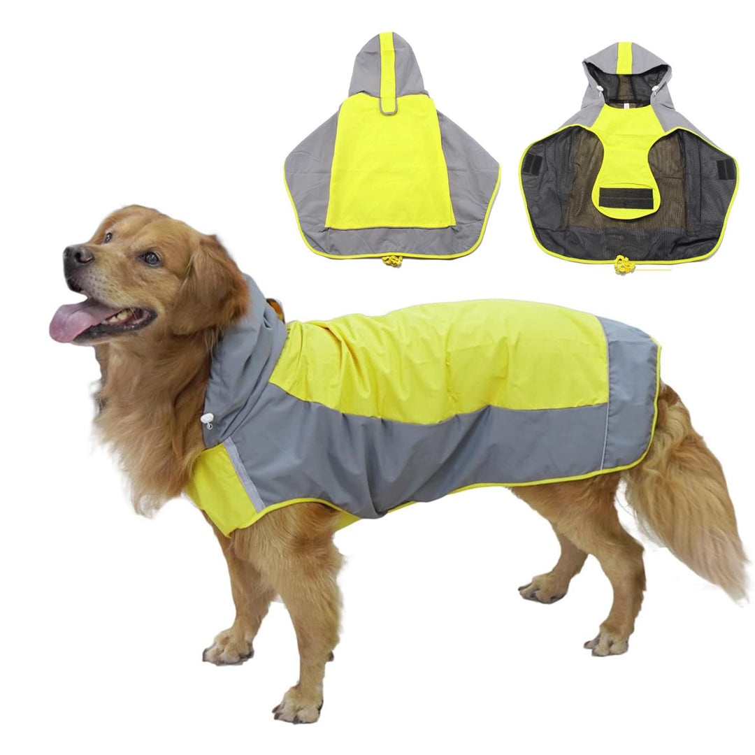 PETCUTE Hunderegenmantel,Wasserdichter Hundemantel mit Kapuze und Reflektierender Streifen,Atmungsak