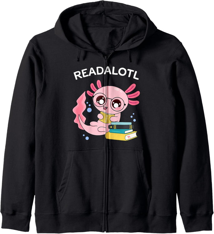 Axolotl Shirt Bücherwurm Buch Lesen Mädchen Axolotl Kostüm Kapuzenjacke