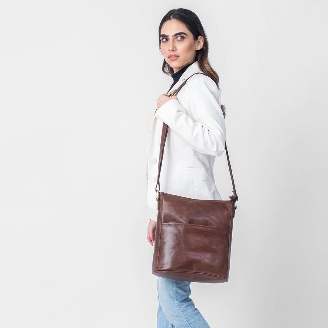 LEABAGS Leder Handtasche Damen I Premium Echtleder Umhängetasche I Schultertasche I Damentasche I Tr