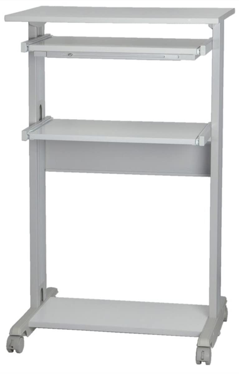 RS PRO Computerarbeitsplatz Grau, Weiss, auf Rollen mit Tastaturablage, B 680mm H 1100mm T 540mm aus