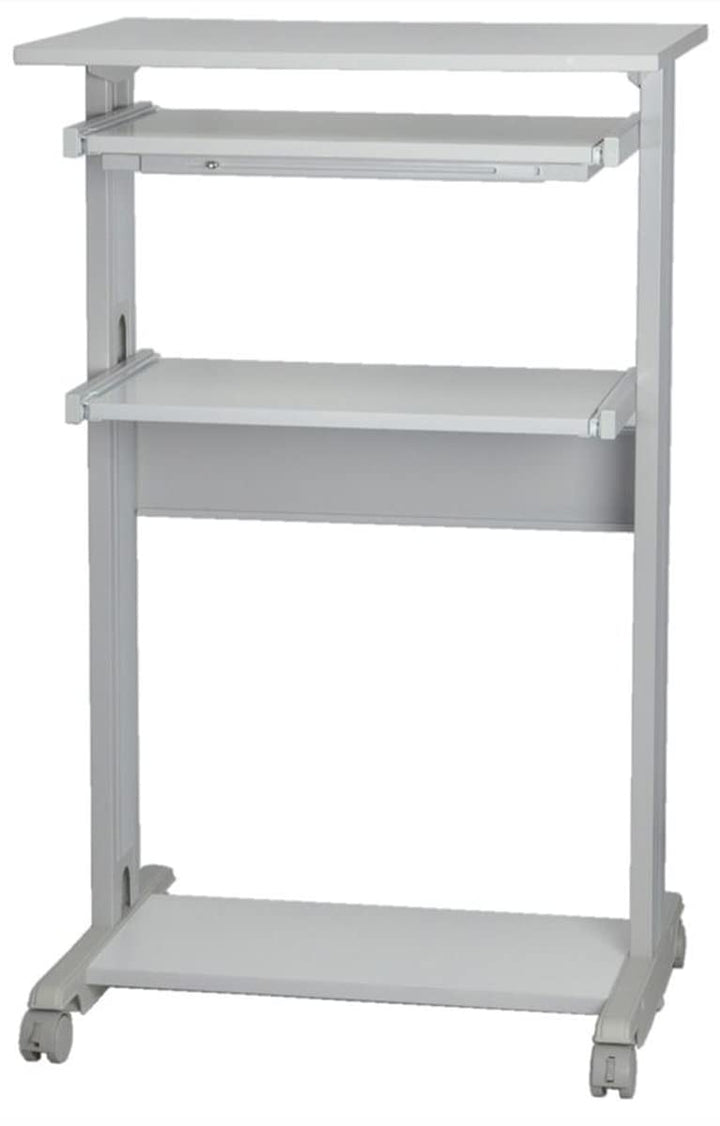 RS PRO Computerarbeitsplatz Grau, Weiss, auf Rollen mit Tastaturablage, B 680mm H 1100mm T 540mm aus