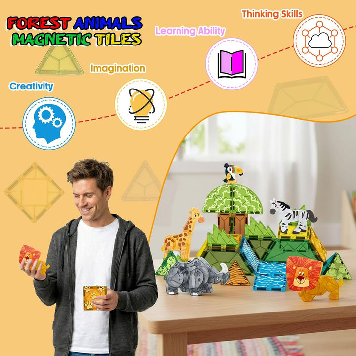 Magnetische Bausteine Set, 30 Stück Tier Magnet Tiles, Magnet Spiel, Dekoration für Zuhause Büro (Ba