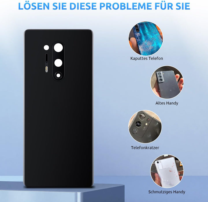 Eonpam Akkudeckel für OnePlus 8 Pro Rückseite Glas Original Backcover Back Glas Ersatz Reparatur Set