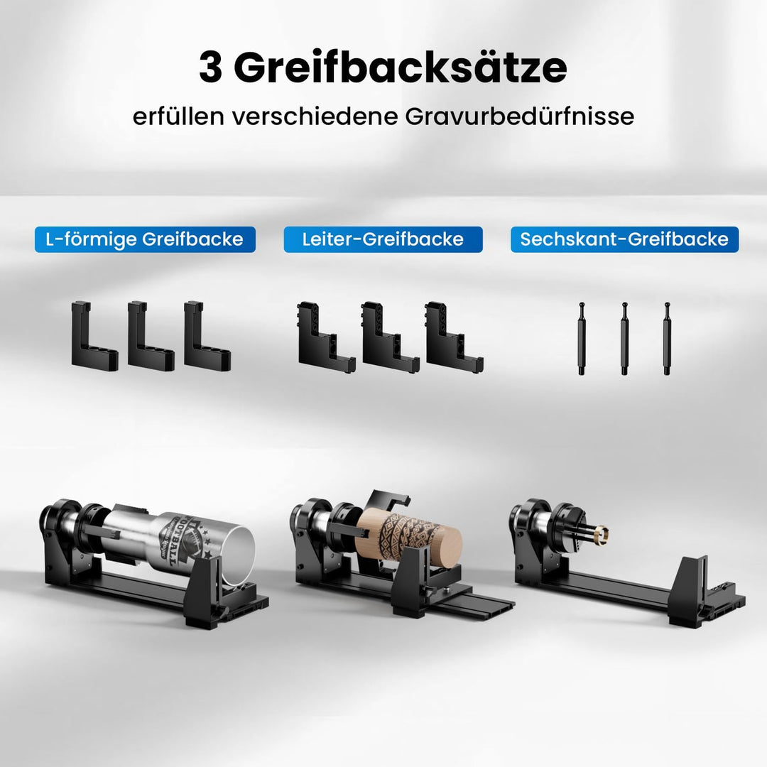 Longer Drehachse Rotary Modul (Spannfutter) für Rahmen-Lasergravierer – kompatibel mit Ray5, B1 Seri