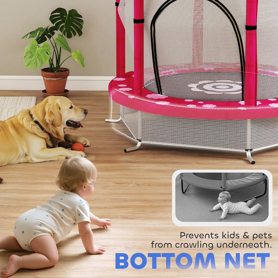 AIYAPLAY 4.6ft Kinder Trampolin mit Sicherheit Gehäuse Netz, Freizeit Kleinkind Trampolin für Indoor