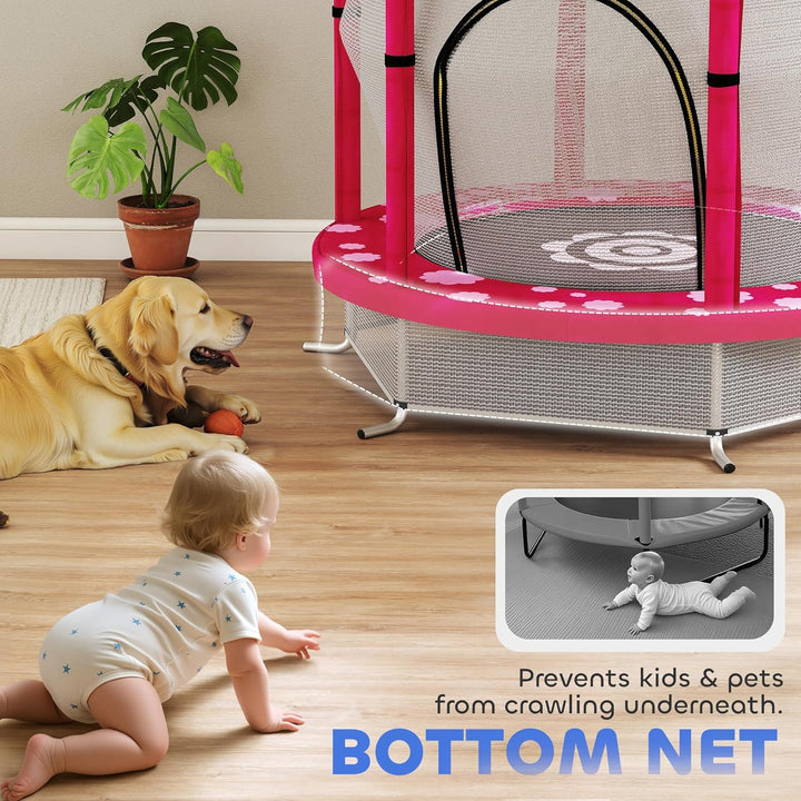 AIYAPLAY 4.6ft Kinder Trampolin mit Sicherheit Gehäuse Netz, Freizeit Kleinkind Trampolin für Indoor