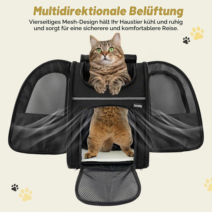 Zavothy Haustier Rucksack für Katzen und Hunde, Tragbar und Faltbar, mit Netzfenster und Gepolsterte