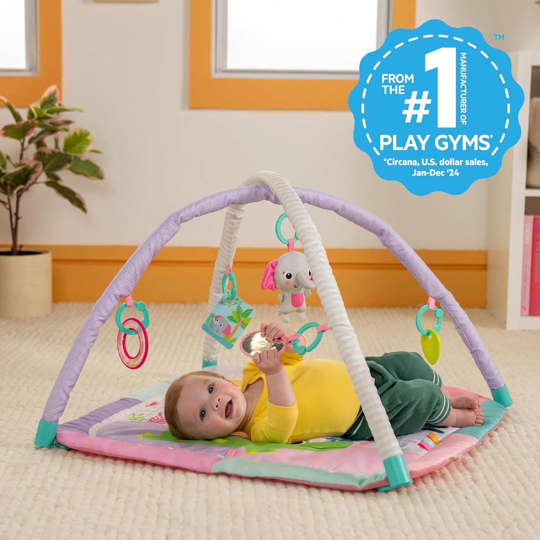Bright Starts Wild Wiggles Sweet Safari FoldAway Aktivitätsspielzeug, rosa Spielmatte für Mädchen ab
