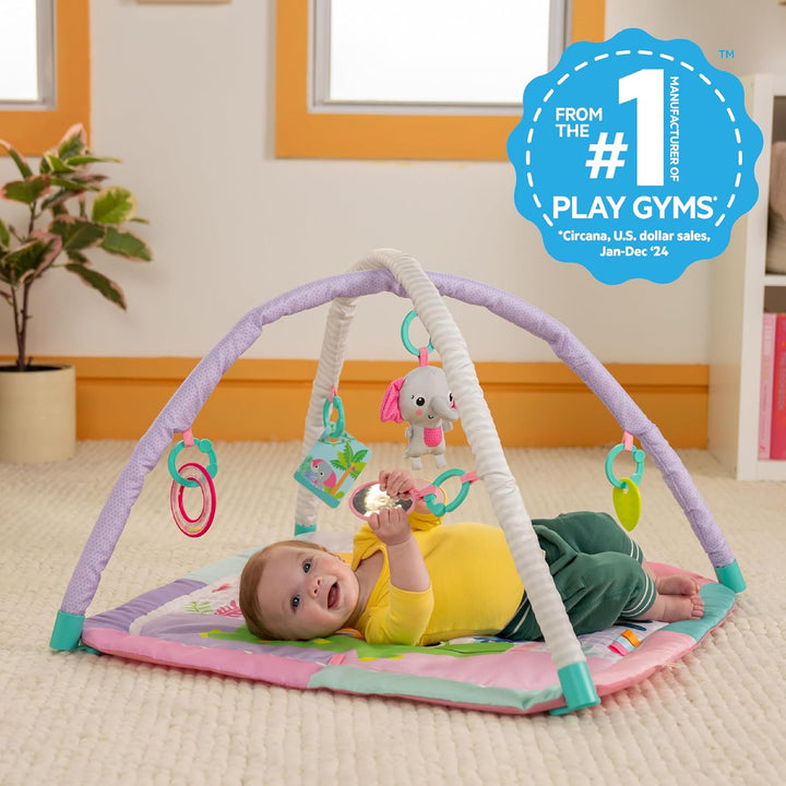 Bright Starts Wild Wiggles Sweet Safari FoldAway Aktivitätsspielzeug, rosa Spielmatte für Mädchen ab