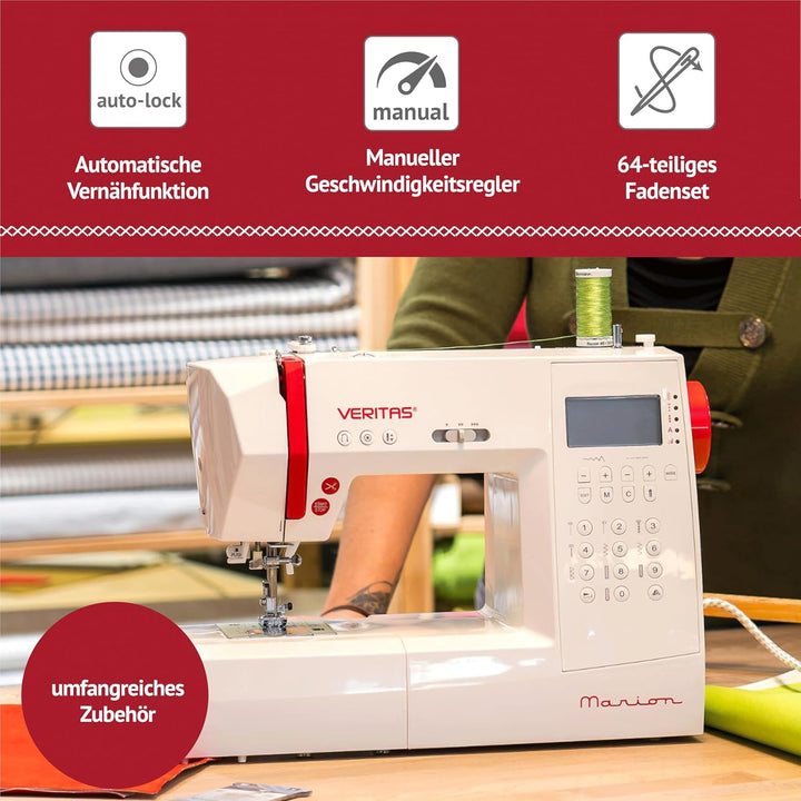 VERITAS Nähmaschine Marion I Computer-Nähmaschine I 310 Programme inkl. Speicherfunktion I Stiche sp