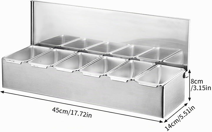 Multi Zutatenbehälter, Edelstahl Behälter Beilagenbehälter mit Deckel, Bar Cocktail Zutatenbehälter