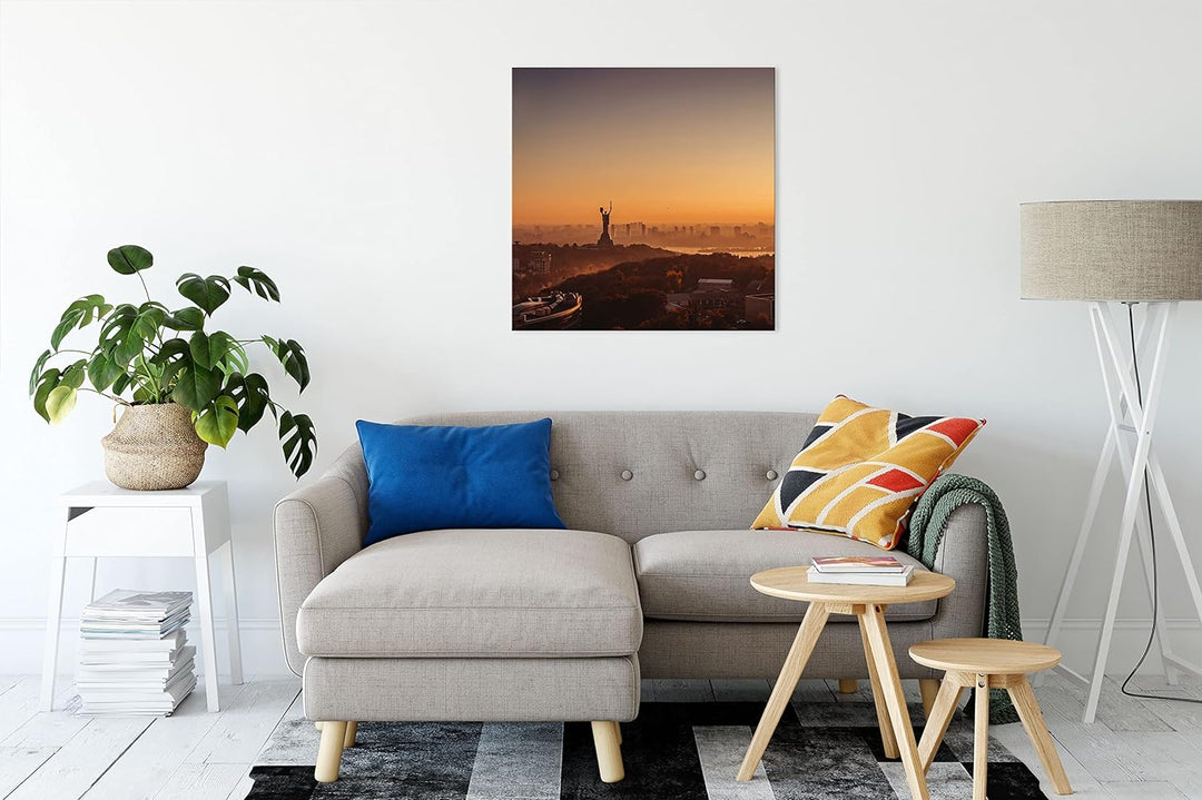 Pixxprint Sonnenuntergang in Kiew als Leinwandbild Quadratisch| Grösse: 60x60 cm | Wandbild | Kunstd