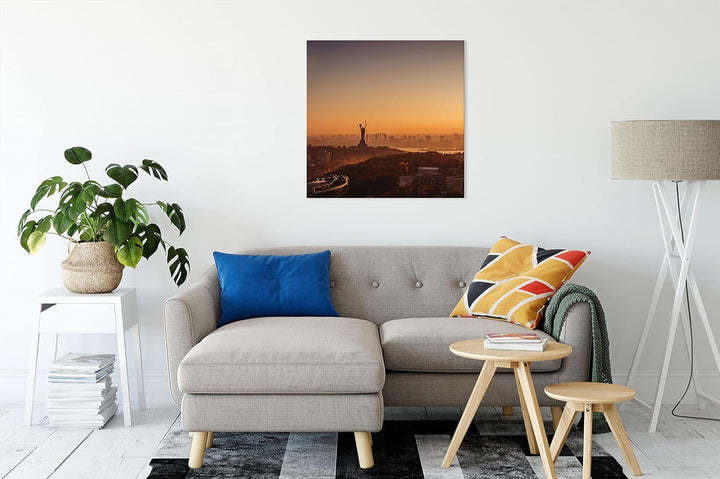 Pixxprint Sonnenuntergang in Kiew als Leinwandbild Quadratisch| Grösse: 60x60 cm | Wandbild | Kunstd