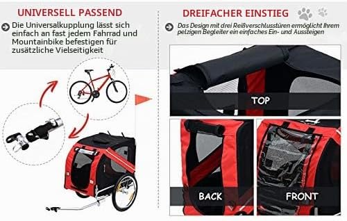 Fahrradanhänger für Hunde, Hundeanhänger, Fahrrad Anhänger für Hunde, Hundefahrradanhänger mit Refle