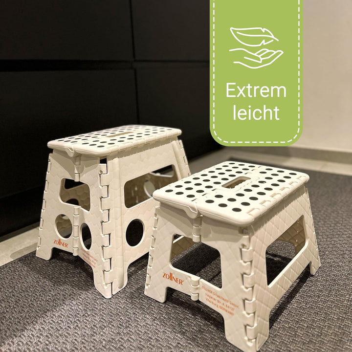 ZOLLNER Tritthocker faltbar - Klapphocker für Kinder und Erwachsene bis 120kg - Anti-Rutsch-Beschich