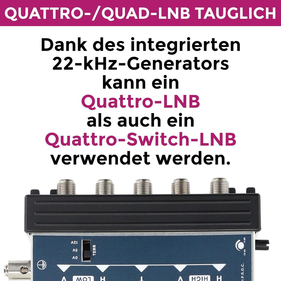 GSS 5/32 Multischalter für 1 Satellit inklusive Aufdrehhilfe - Quattro und Quad LNB geeignet - Regel