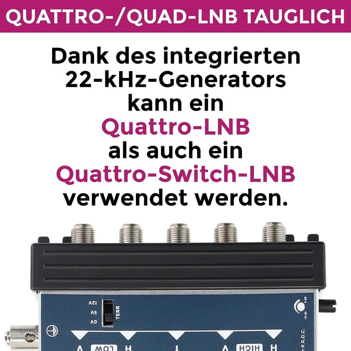 GSS 5/24 Multischalter 24 Teilnehmer - 1 Satellit inklusive Aufdrehhilfe - Quattro und Quad LNB geei