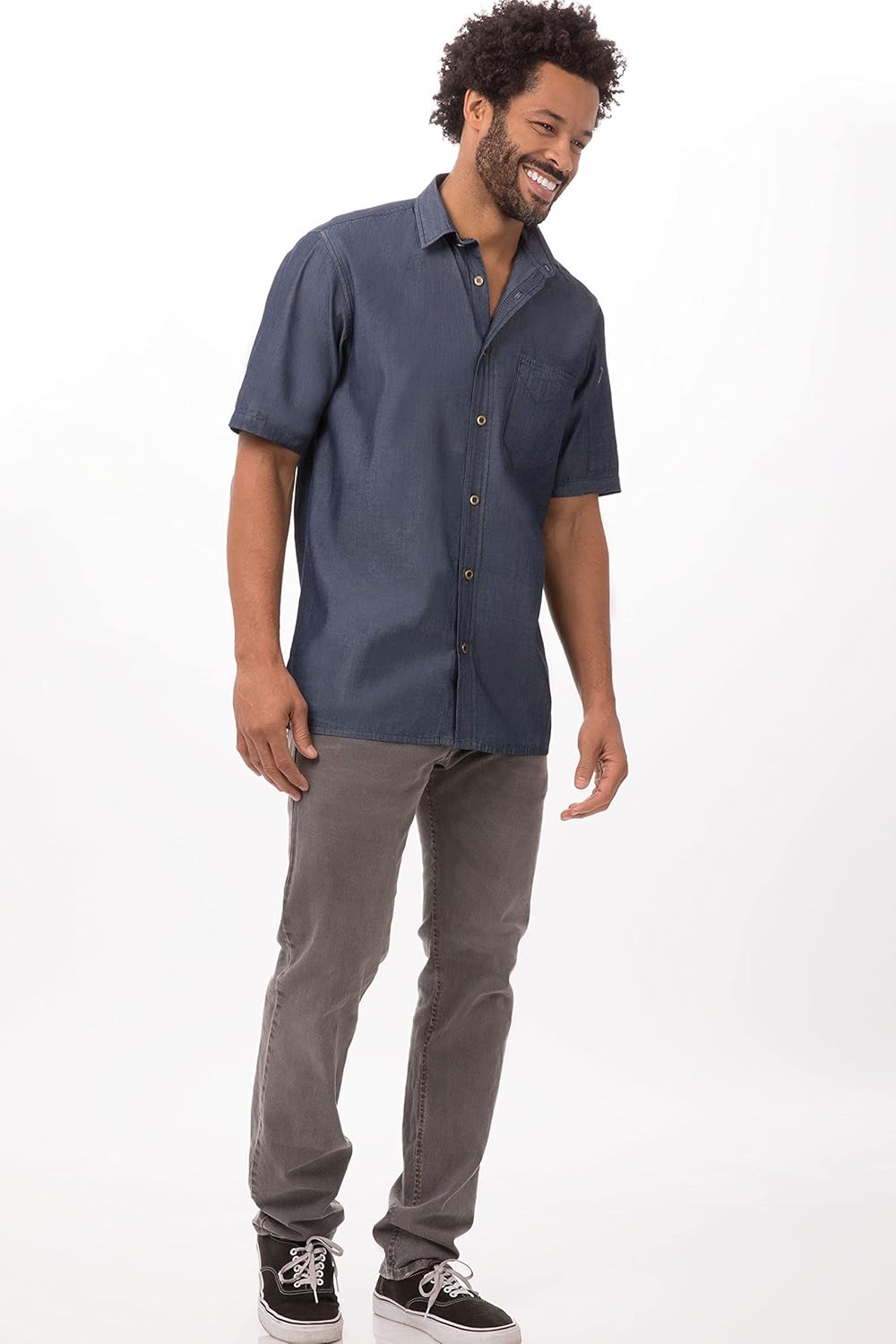 Chef Works Detroit Kurzarm Hemd Denim, SKS002-IBL-XS XS strapazierfähig Indigoblau