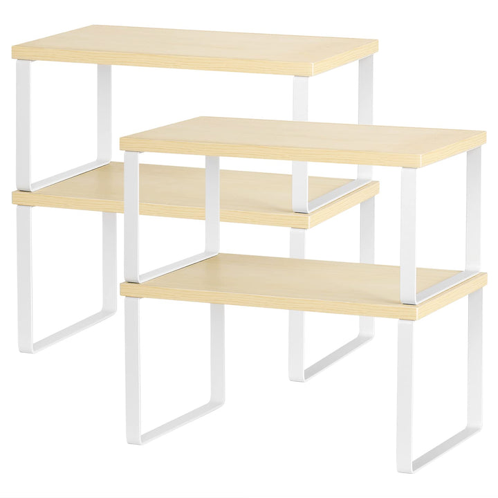 CADUKE Küchenthekenregale 4er-Set stapelbares Schrank-Organizer-Regal und erweiterbare Holz-Arbeitsp