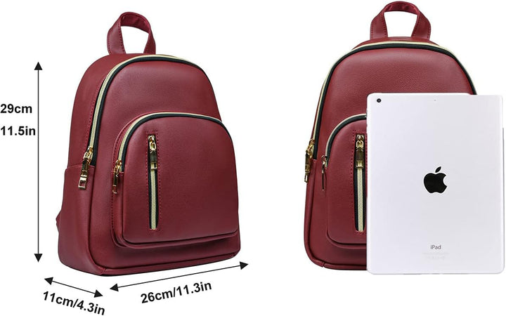 YANAIER Rucksäcke Damen PU Leder Tagesrucksack Schultaschen Reiserucksack Umhängetasche für Mädchen