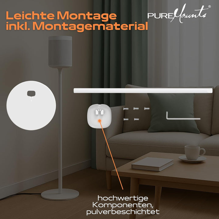 PureMounts, Lautsprecher-Halterung, Standfuss für Sonos One, One SL & Play:1, weiss Standmontage wei
