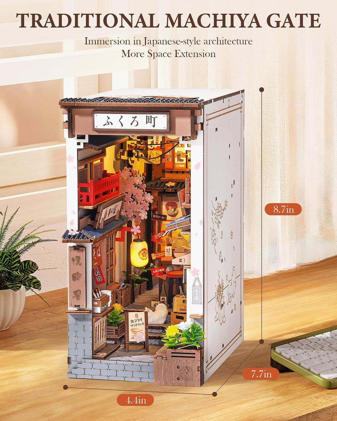 Rolife Book Nook Kit Sakura Weinallee Booknook Japanischer Stil Izakaya DIY Miniaturhaus Kit für Erw