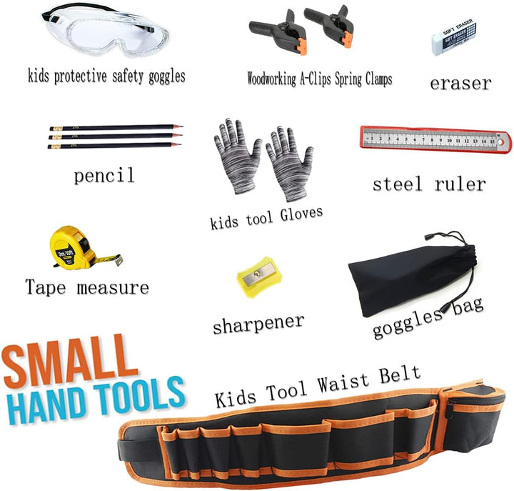 21 Piece Werkzeug Kinder Echt, Kids Tool Set, with Real Hand Tools, Tool Bag for Kids - Portable Too