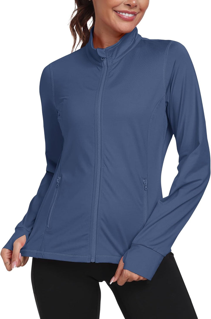 MoFiz Sportjacke Damen Leicht Trainingsjacke Mikrofleece Sweatjacke Wandershirt mit Reissverschluss