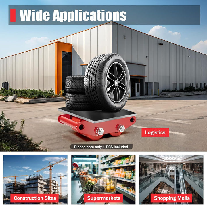 6 * Panzerrollen Roller Transportfahrwerk, Maschinentransport Industrieroller mit 4 PU-Richtungsräde