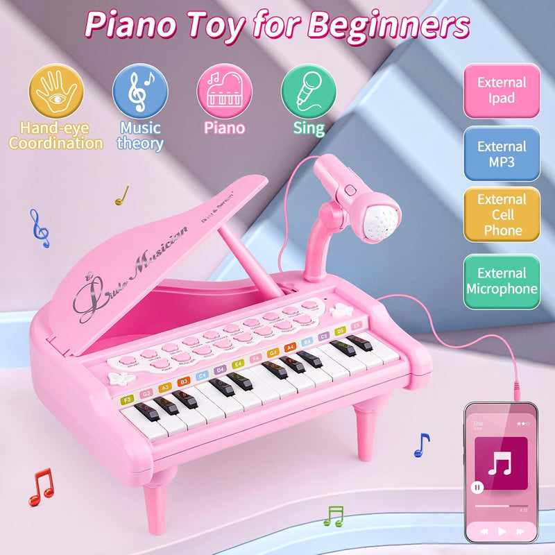 Keyboard für Kinder ab 1 2 3 - Kinderklavier ab 1 2 3 Jahre - Piano Keyboard mit Mikrofon - Musikins
