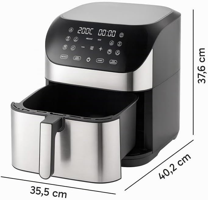 Retoo Heissluftfritteuse 8L 1800W Mit Digitalem Touchscreen, 10 Kochprogramme, Einstellbare Temperat