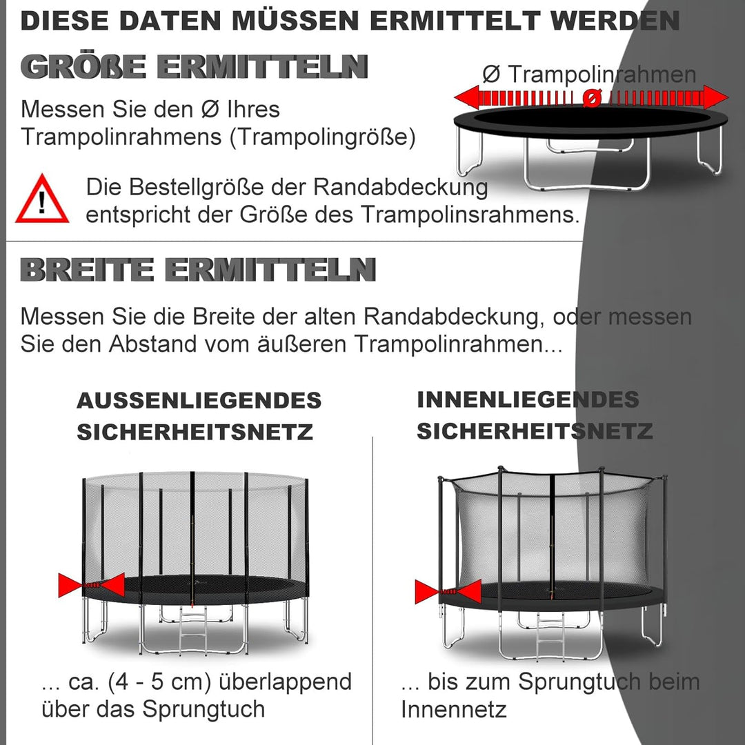 Baunsal® Trampolin Randabdeckung Ø 183 244 250 275 300 305 335 366 370 396 400 427 430 457 460 487 4
