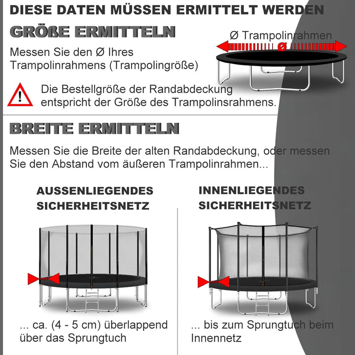 Baunsal® Trampolin Randabdeckung Ø 183 244 250 275 300 305 335 366 370 396 400 427 430 457 460 487 4