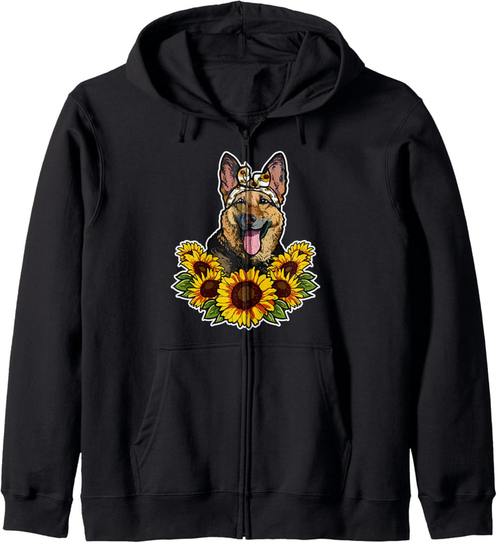 Deutscher Schäferhund Sonnenblumen Schäferhund Hunde Kapuzenjacke