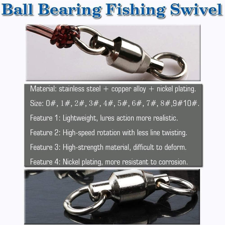 Ball Bearing Wirbel Geschweisst Ringe, Wallerwirbel Meereswirbel Salzwasserfest Spaltring Angelausrü