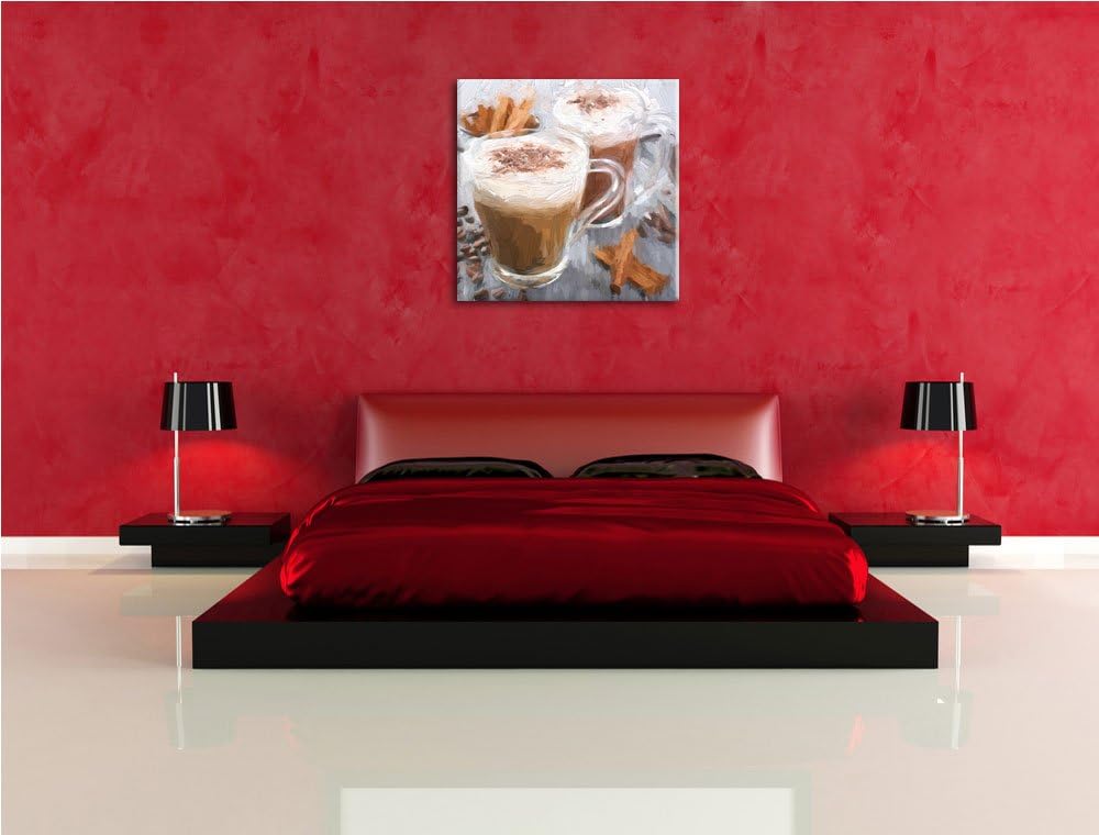 Pixxprint heisse Schokolade und frischer Kaffee mit Streuseln, Format: 70x70 auf Leinwand, 70x70