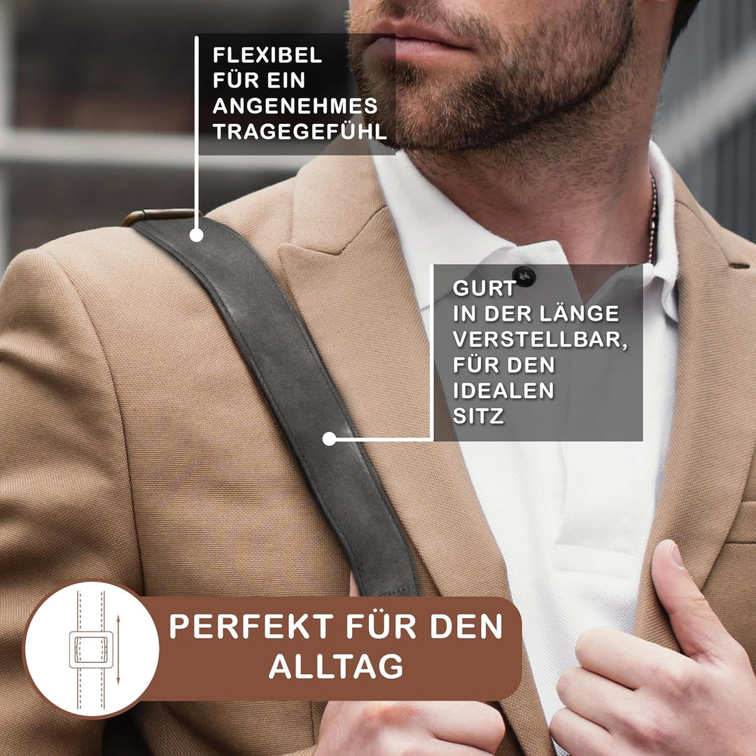 STILORD 'Tom' Vintage Leder Umhängetasche für Studium Uni Büro Arbeit 15 Zoll Laptoptasche DIN A4 Sc