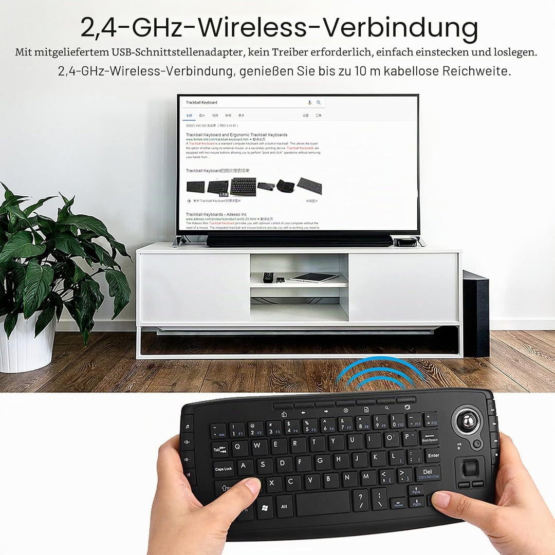 E30 2,4 GHz Kabellose Tastatur mit Trackball Maus Scrollrad Fernbedienung für Android TV Box Smart T