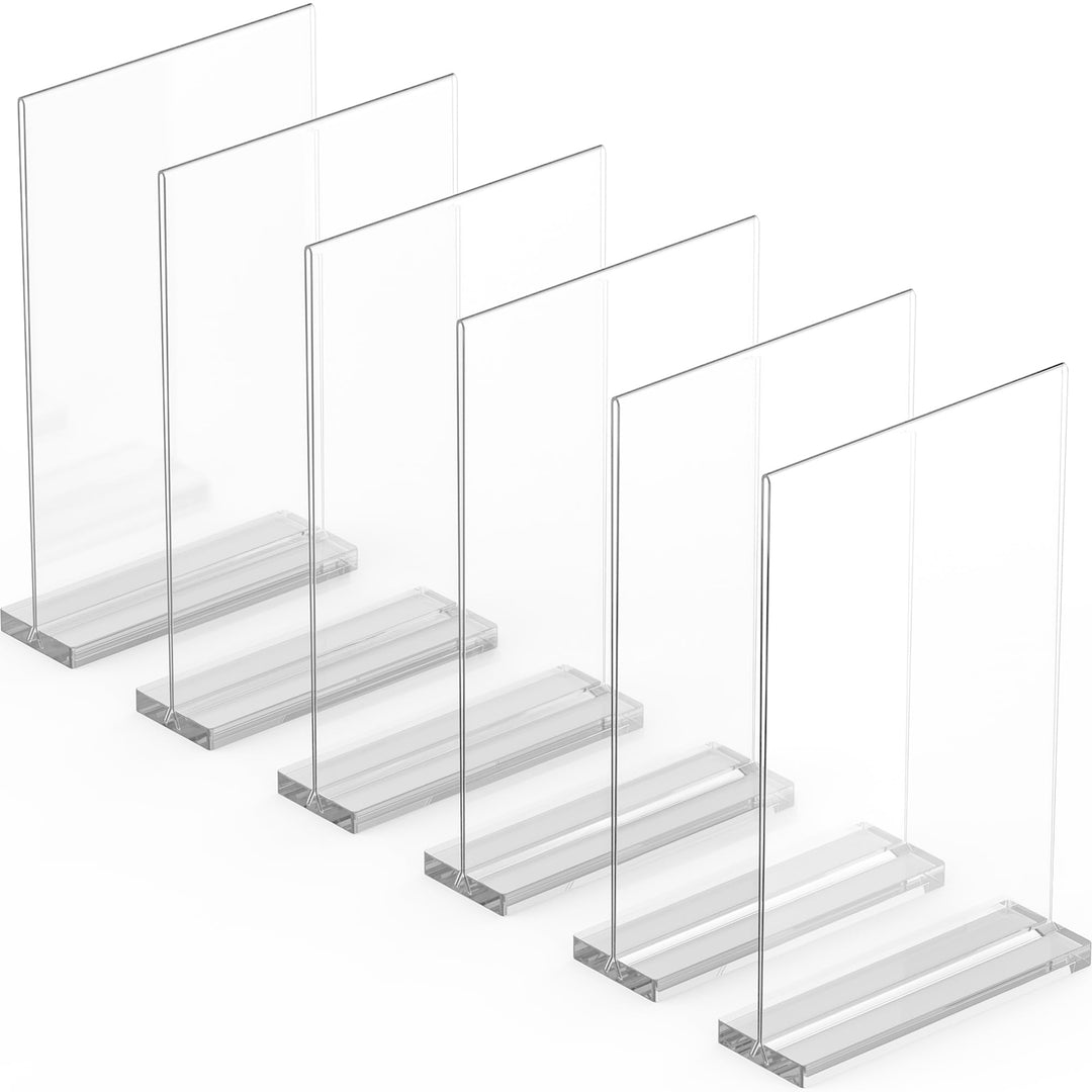 A4 Acryl-Schilderhalter, 6 Stück, schlank and vielseitig, polierte Kanten, double display, Plexiglas