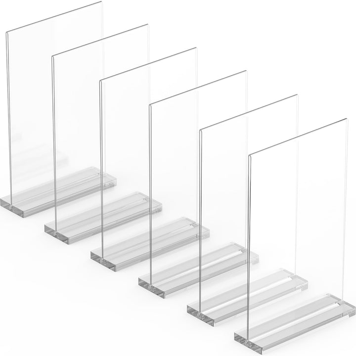 A4 Acryl-Schilderhalter, 6 Stück, schlank and vielseitig, polierte Kanten, double display, Plexiglas