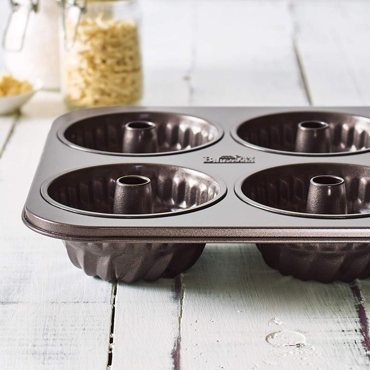 Birkmann Easy Baking Gugelhupfblech 6-fach, Karbonstahl Backform antihaftbeschichtet für Mini-Gugelh