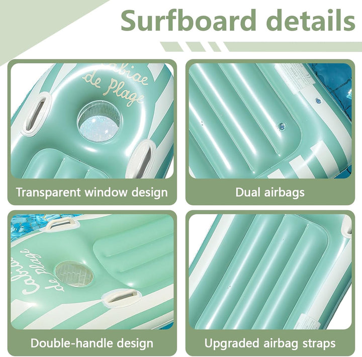 Schwimmbrett Bodyboard Aufblasbar, Shyllin Surfbrett Bodyboard mit Griffen, Schwimmhilfe Aufblasbar