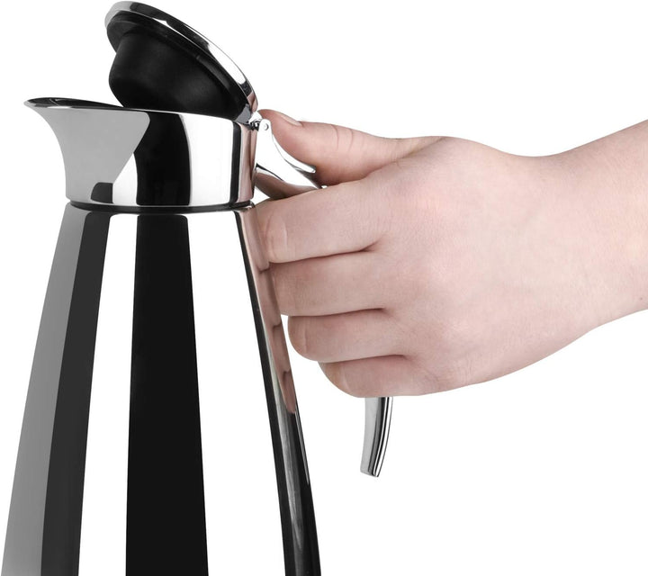 Emsa Eleganza Isolierkanne 502488 | 0,6 L Fassungsvermögen | Easy Open Verschluss | 12h heiss, 24h k