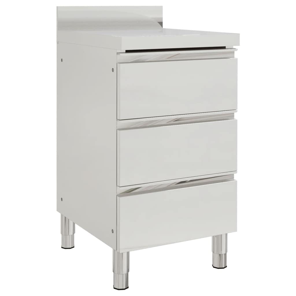 Gastro Küchenschrank mit 3 Schubladen Edelstahl 50 x 60 x (95-96) cm mit 3 Schubladen, 50 x 60 x (95