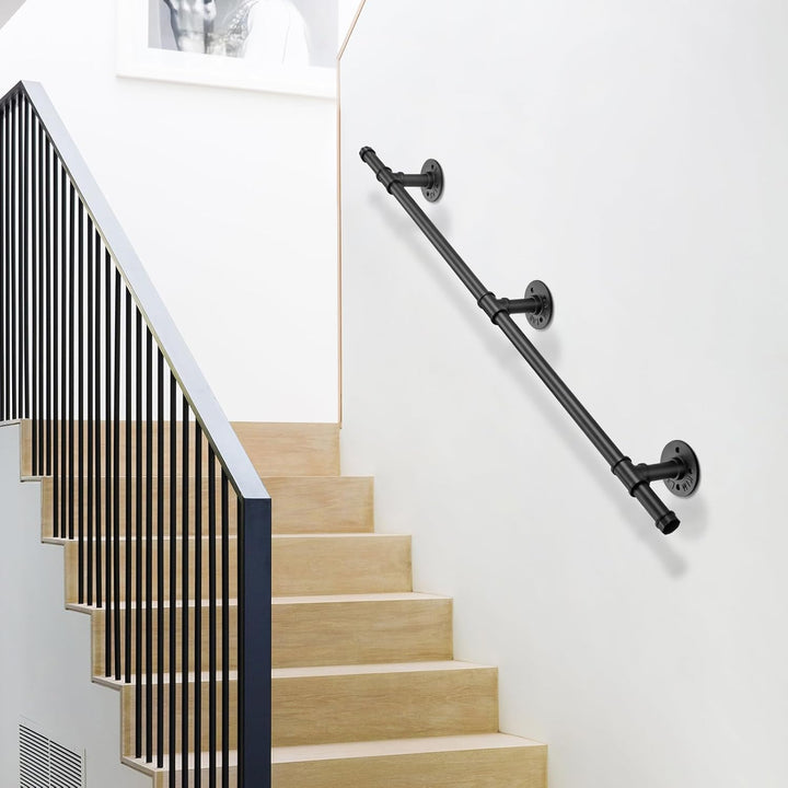 TANiCE Handlauf für Treppen Treppengeländer Innen und Aussen Schwarz Handlauf Haltegriff Treppe Hand