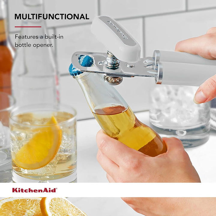 KitchenAid KE199OHWHA Klassisch Multifunktionaler Dosenöffner/Flaschenöffner, Edelstahl, weiss Einhe