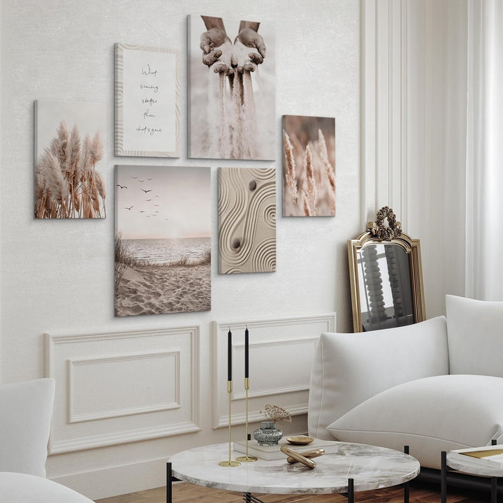 Muralo - Wandbilder Set - Leinwand Bilder Set Aufhängefertig in Boho Stil - das Leinwandbilder Set -