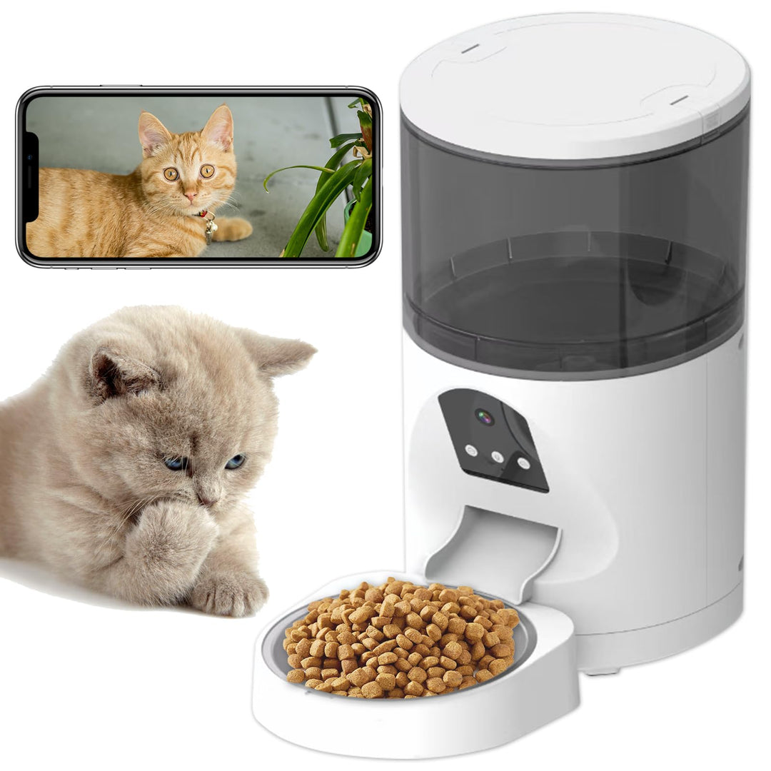 ANTELA Futterautomat für Katzen Hunde 6L mit Video 3MP, 2,4GHz WLAN Futterspender, App-Steuerung, Re