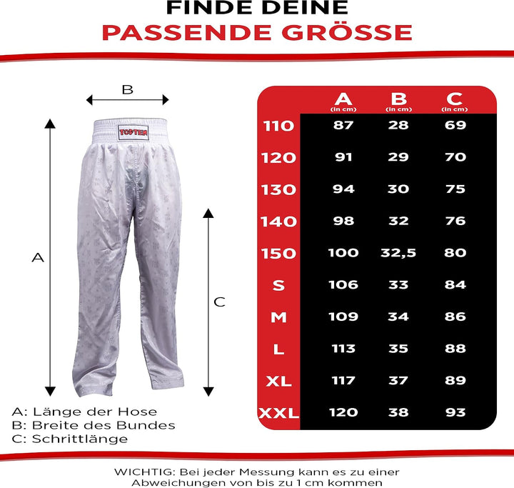 TOP TEN Kickboxhose „Classic“ L Weiss - Weiss, L Weiss - Weiss