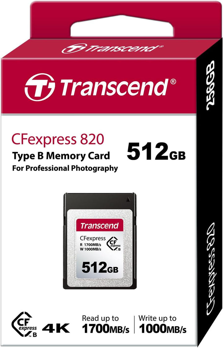 Transcend CFexpress 820 Type B-Speicherkarte TS512GCFE820, Lese-/Schreibgeschwindigkeiten von bis zu